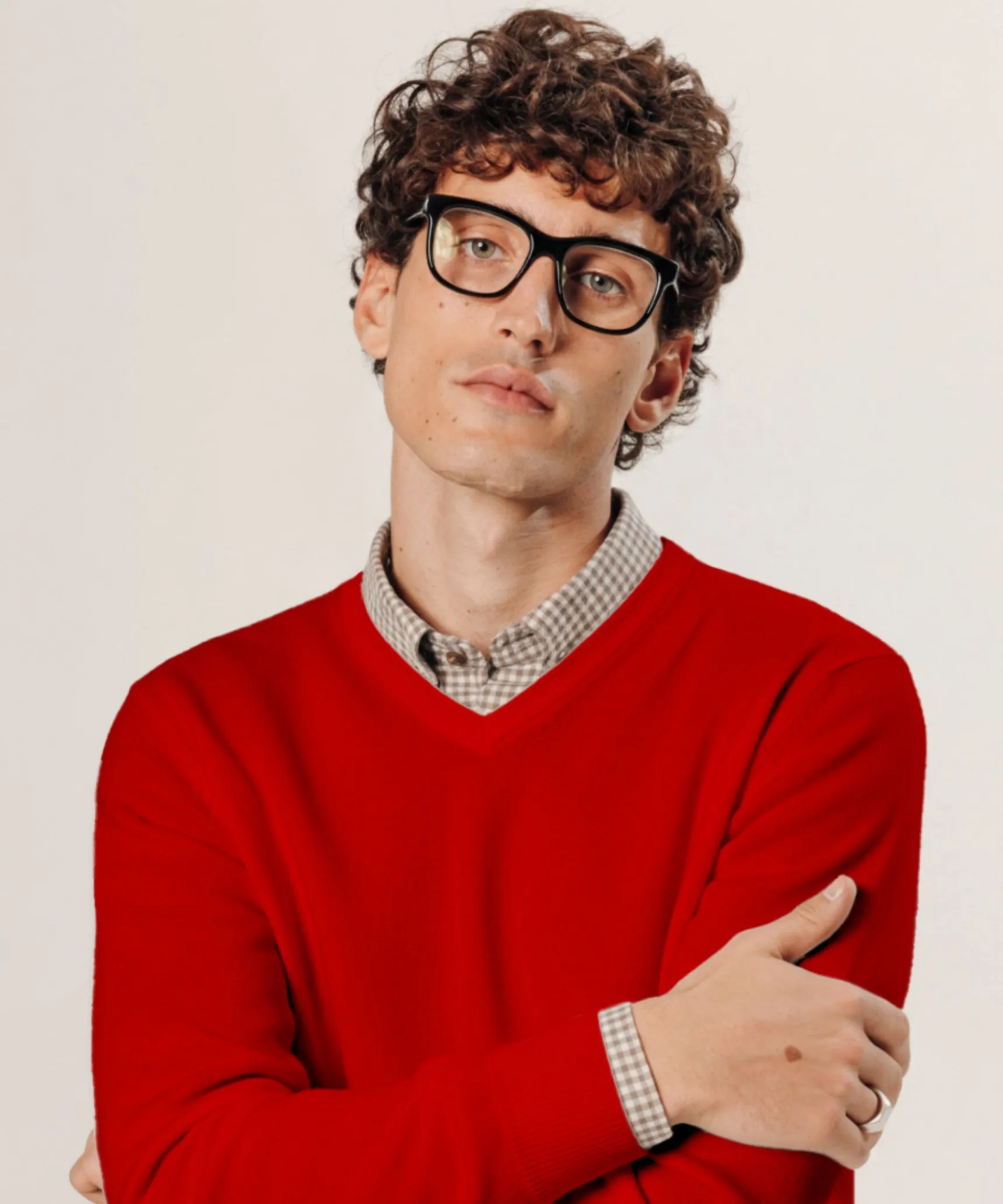 Rodier Pull col V en laine mérinos rouge
