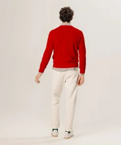 Rodier Pull col V en laine mérinos rouge