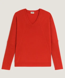 Hot Rodier Pull col V oversize en cachemire orange
