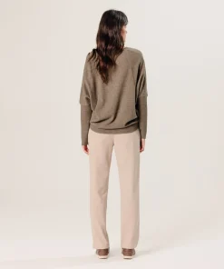 Clearance Rodier Pull col V oversize en cachemire beige