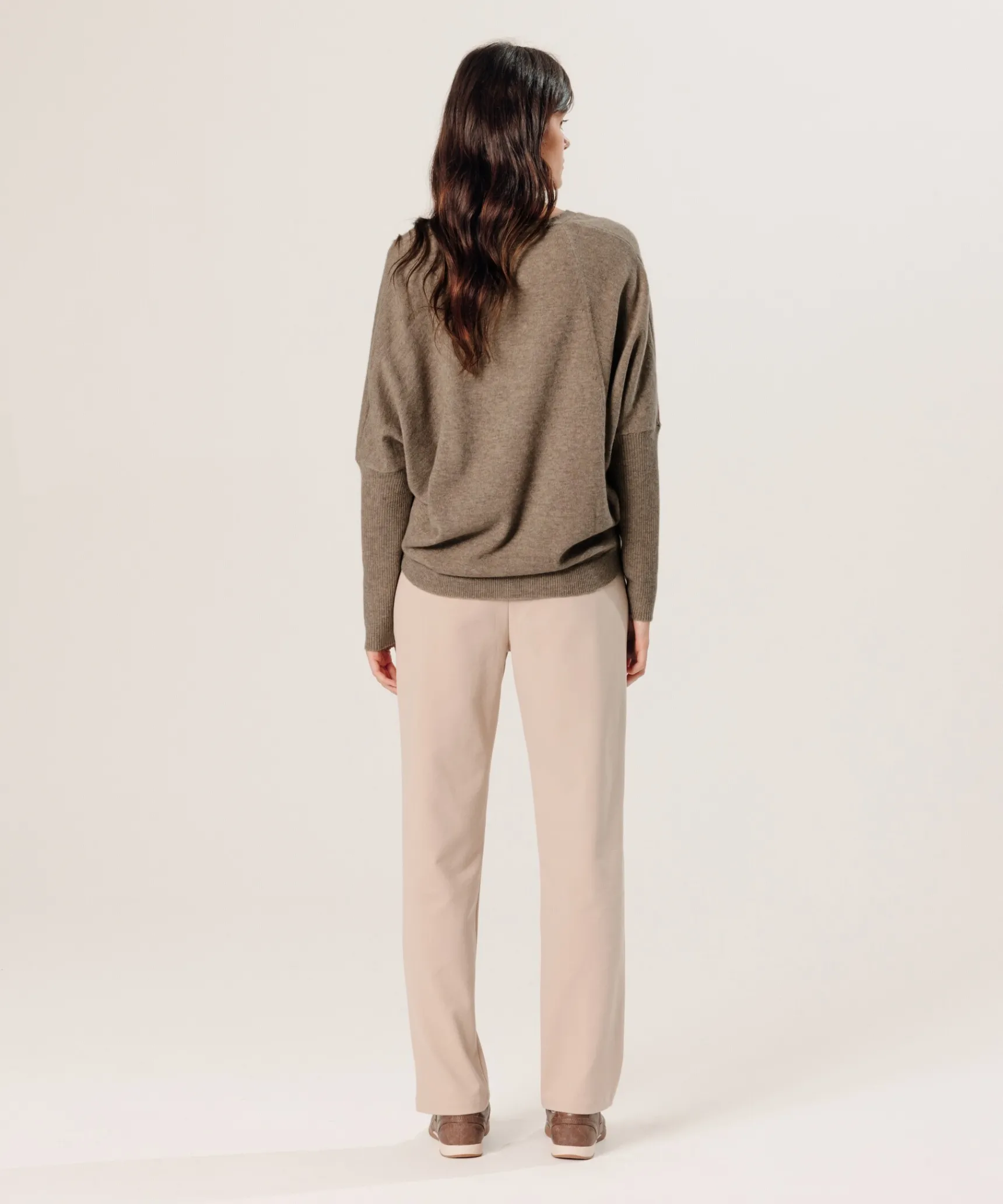 Clearance Rodier Pull col V oversize en cachemire beige