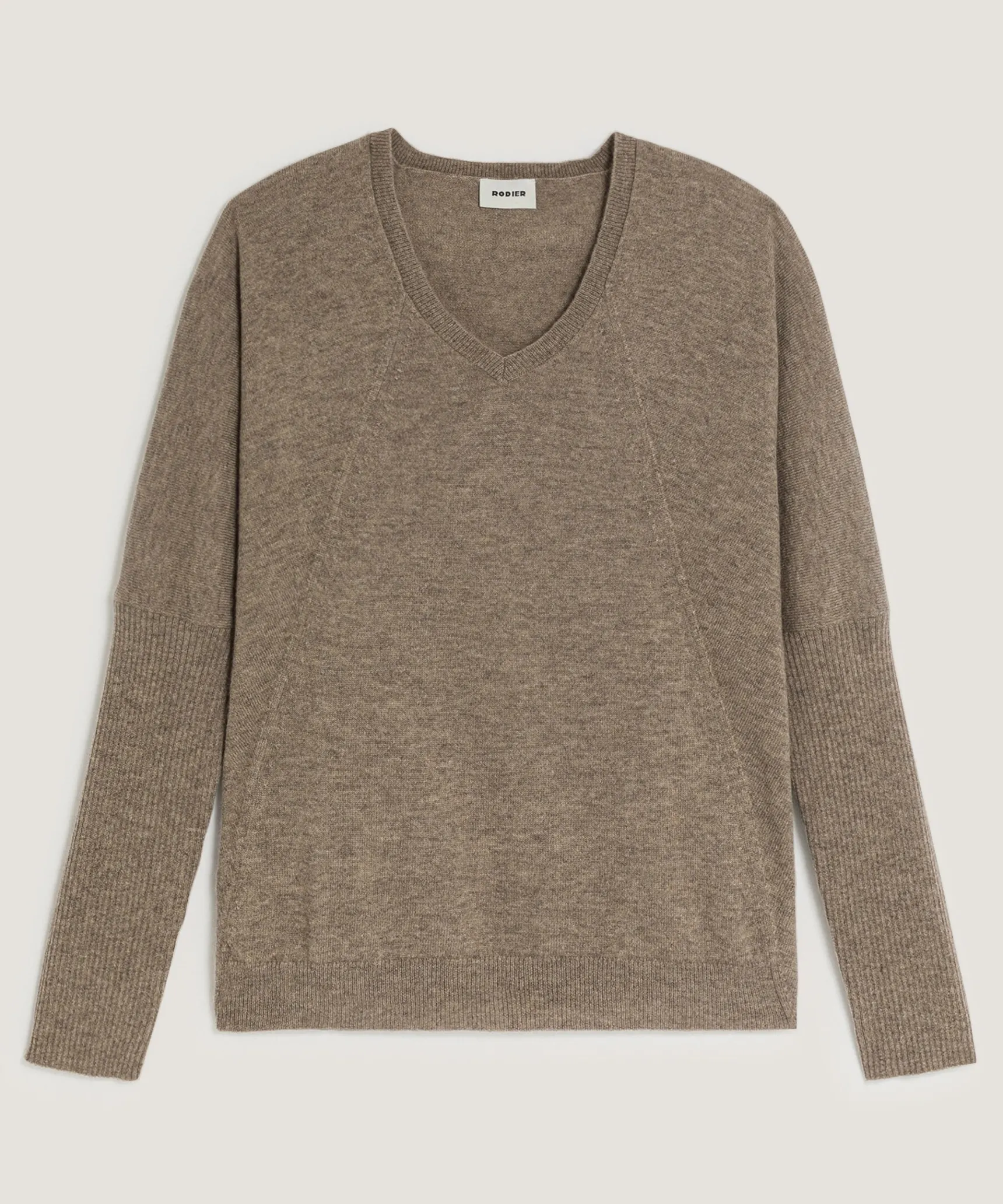 Clearance Rodier Pull col V oversize en cachemire beige
