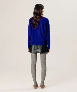 Outlet Rodier Pull col V oversize en cachemire bleu outremer