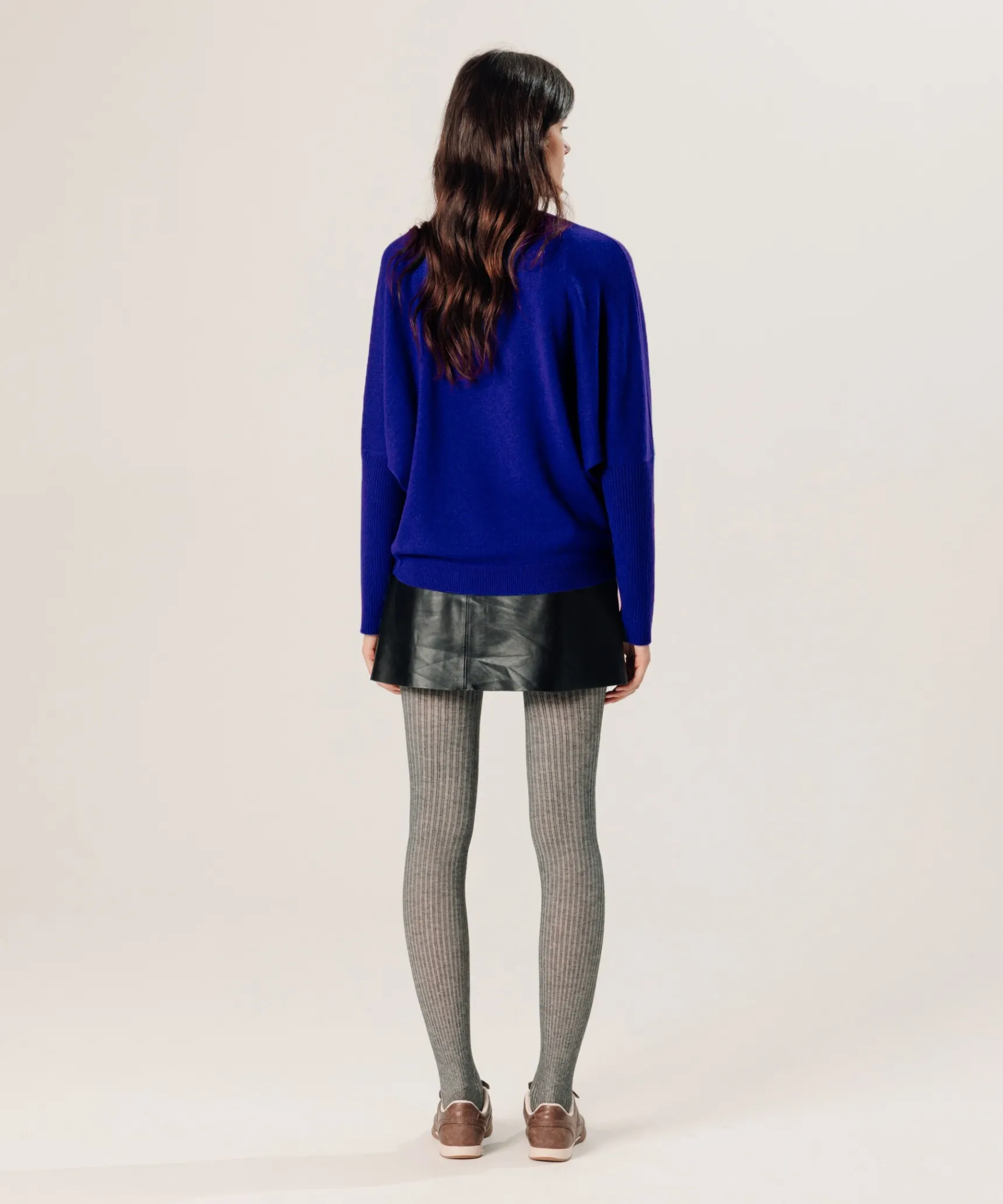 Outlet Rodier Pull col V oversize en cachemire bleu outremer