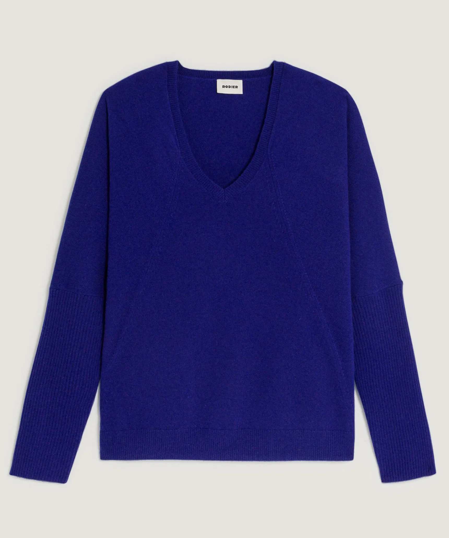 Outlet Rodier Pull col V oversize en cachemire bleu outremer
