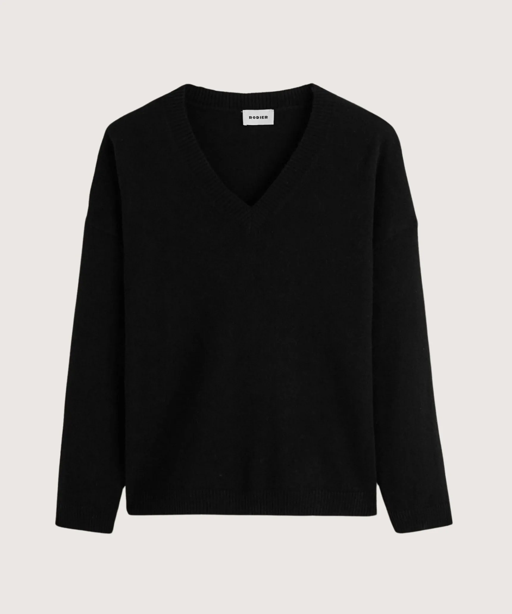 Clearance Rodier Pull col V oversize en cachemire noir
