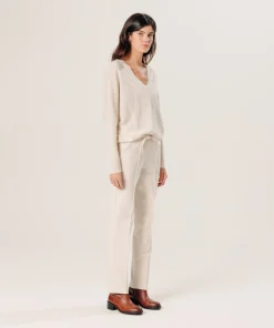 Online Rodier Pull col V oversize en cachemire blanc écru