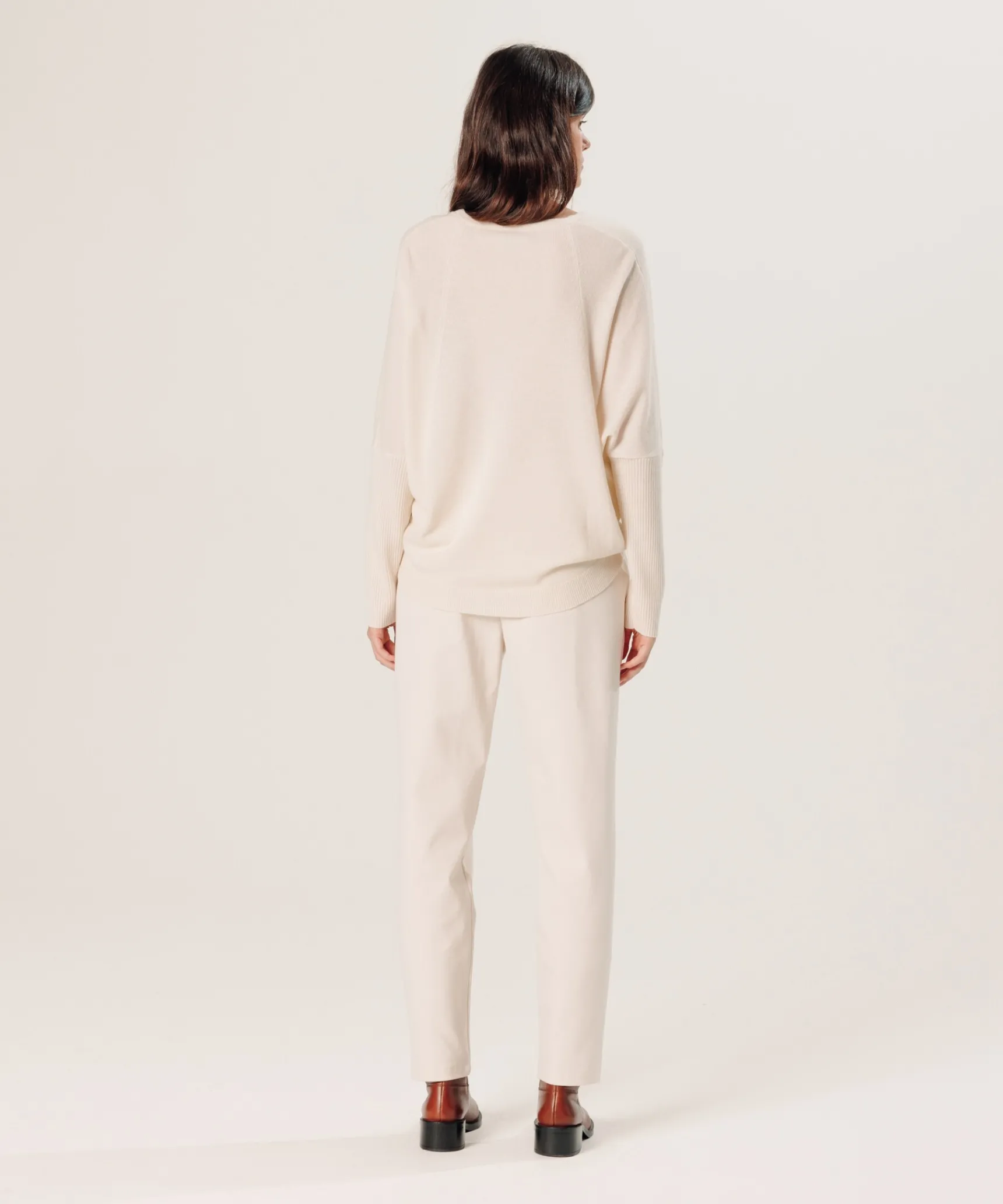 Online Rodier Pull col V oversize en cachemire blanc écru