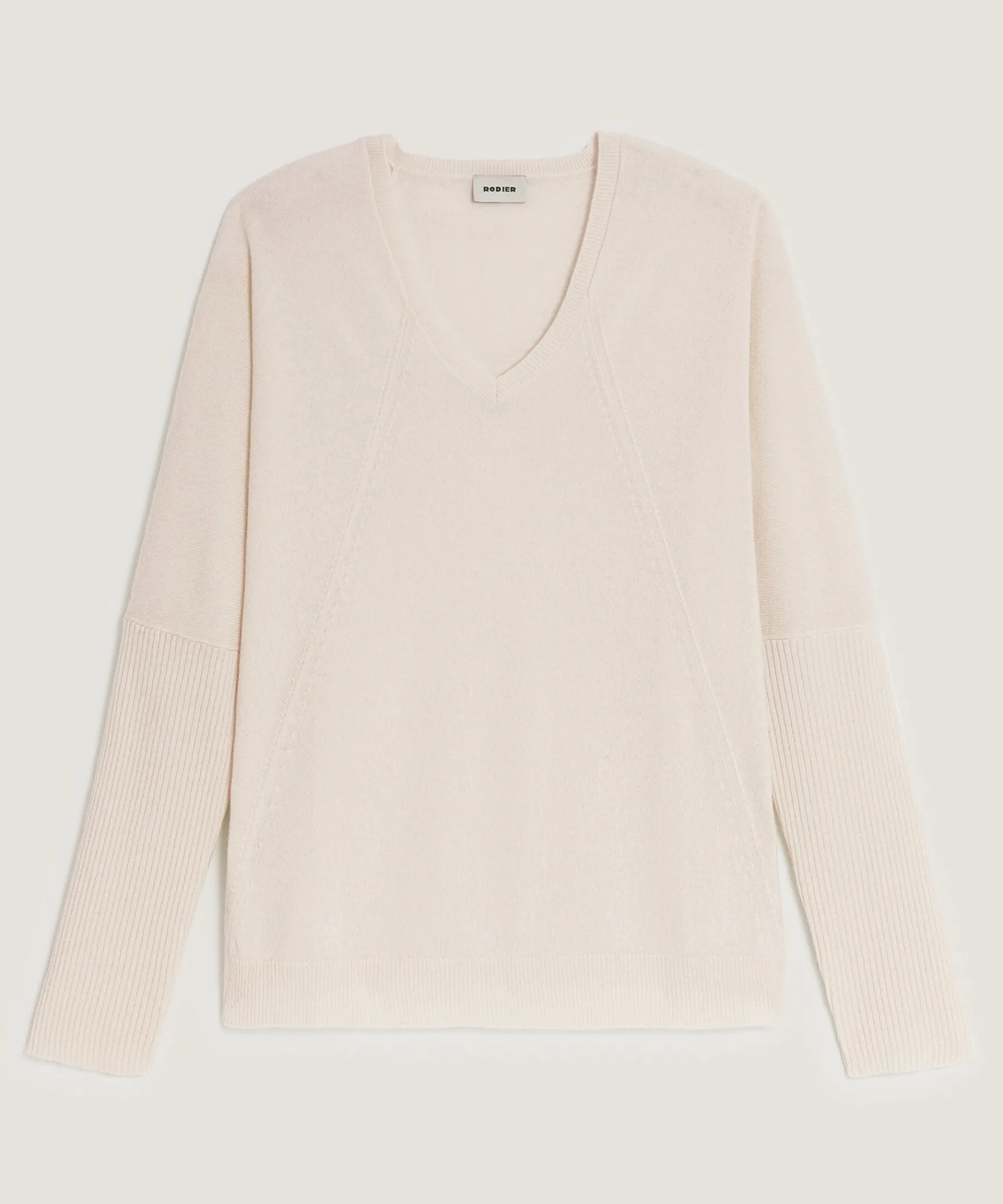 Online Rodier Pull col V oversize en cachemire blanc écru