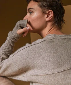 Sale Rodier Pull col V oversize en cachemire 4 fils marron taupe