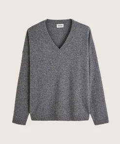 Sale Rodier Pull col V oversize en cachemire gris moyen