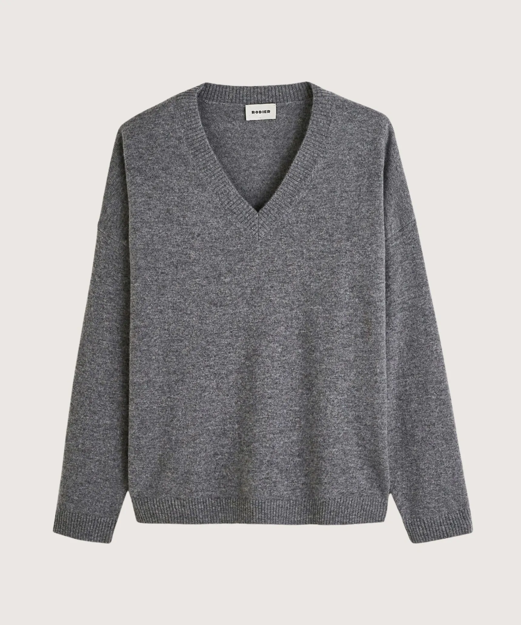 Sale Rodier Pull col V oversize en cachemire gris moyen