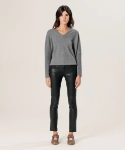 Sale Rodier Pull col V oversize en cachemire gris perle