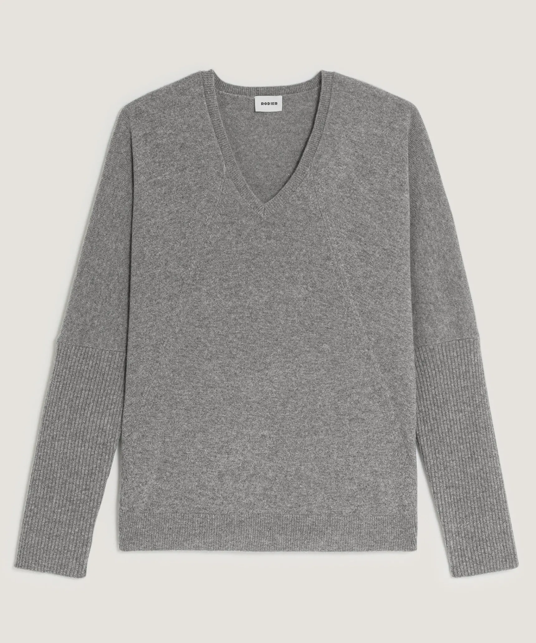 Sale Rodier Pull col V oversize en cachemire gris perle