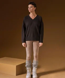 Discount Rodier Pull col V oversize en cachemire 4 fils marron café