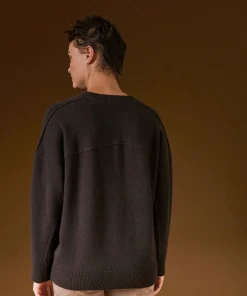 Discount Rodier Pull col V oversize en cachemire 4 fils marron café