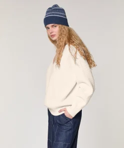 New Rodier Pull col V point fantaisie blanc écru