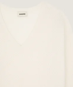 New Rodier Pull col V point fantaisie blanc écru