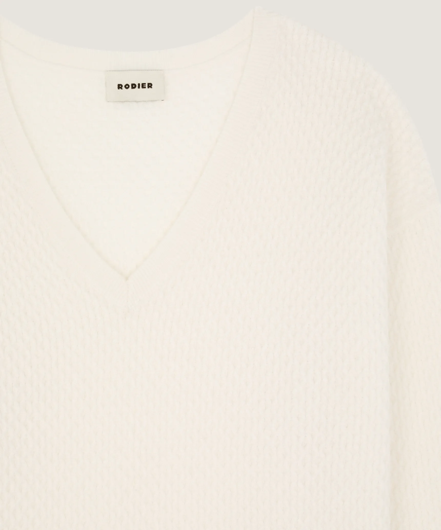 New Rodier Pull col V point fantaisie blanc écru