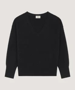 Rodier Pull col V point fantaisie noir