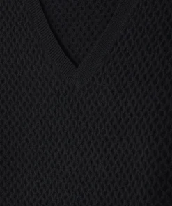 Rodier Pull col V point fantaisie noir