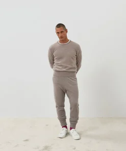 Outlet Rodier Pull homme col rond cachemire beige foncé