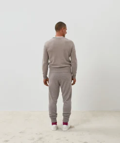 Outlet Rodier Pull homme col rond cachemire beige foncé