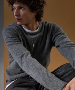 Outlet Rodier Pull homme col rond cachemire gris moyen