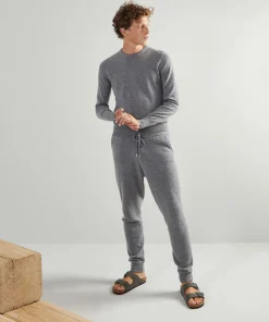 Clearance Rodier Pull homme col rond en cachemire 2 fils gris moyen