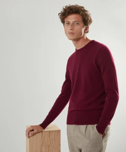 Sale Rodier Pull homme col rond en cachemire 2 fils bordeaux