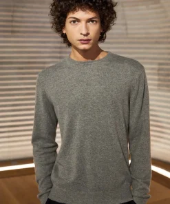 Outlet Rodier Pull homme col rond en cachemire 2 fils taupe