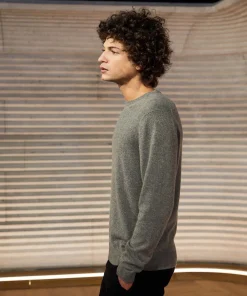 Outlet Rodier Pull homme col rond en cachemire 2 fils taupe