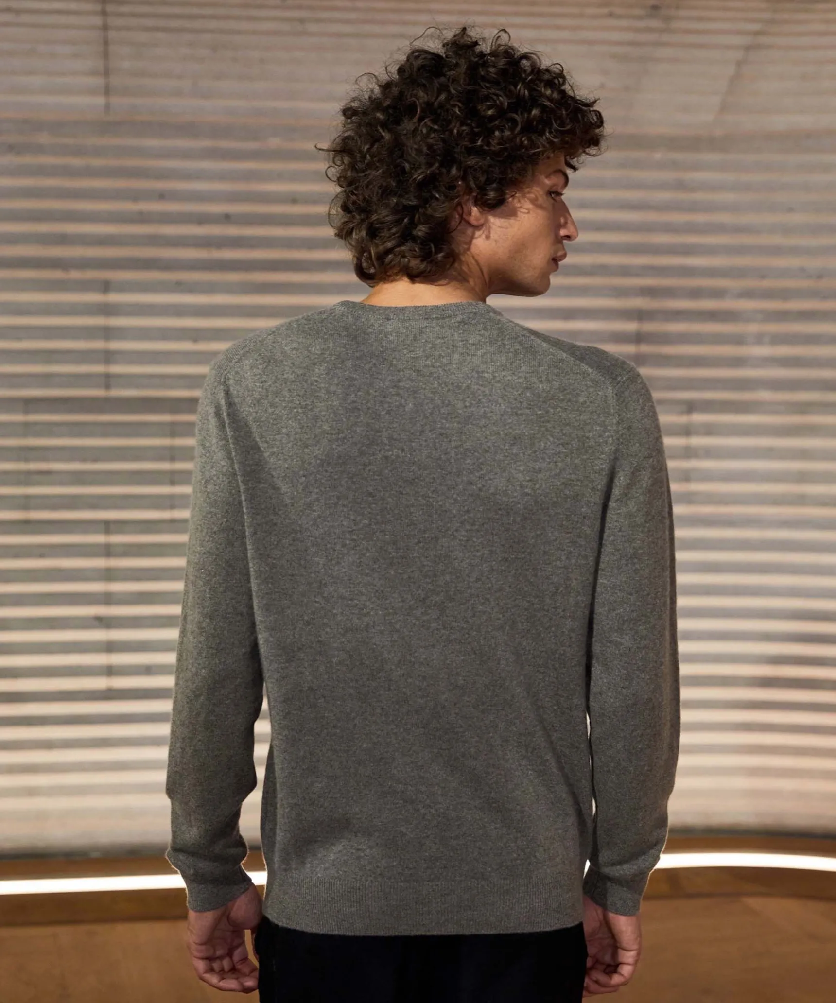 Outlet Rodier Pull homme col rond en cachemire 2 fils taupe