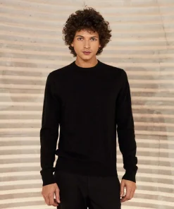 Rodier Pull homme col rond en cachemire 2 fils noir intense