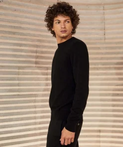 Rodier Pull homme col rond en cachemire 2 fils noir intense