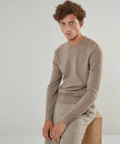 Online Rodier Pull homme col rond en cachemire 2 fils taupe