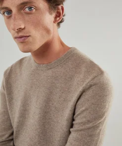 Online Rodier Pull homme col rond en cachemire 2 fils taupe