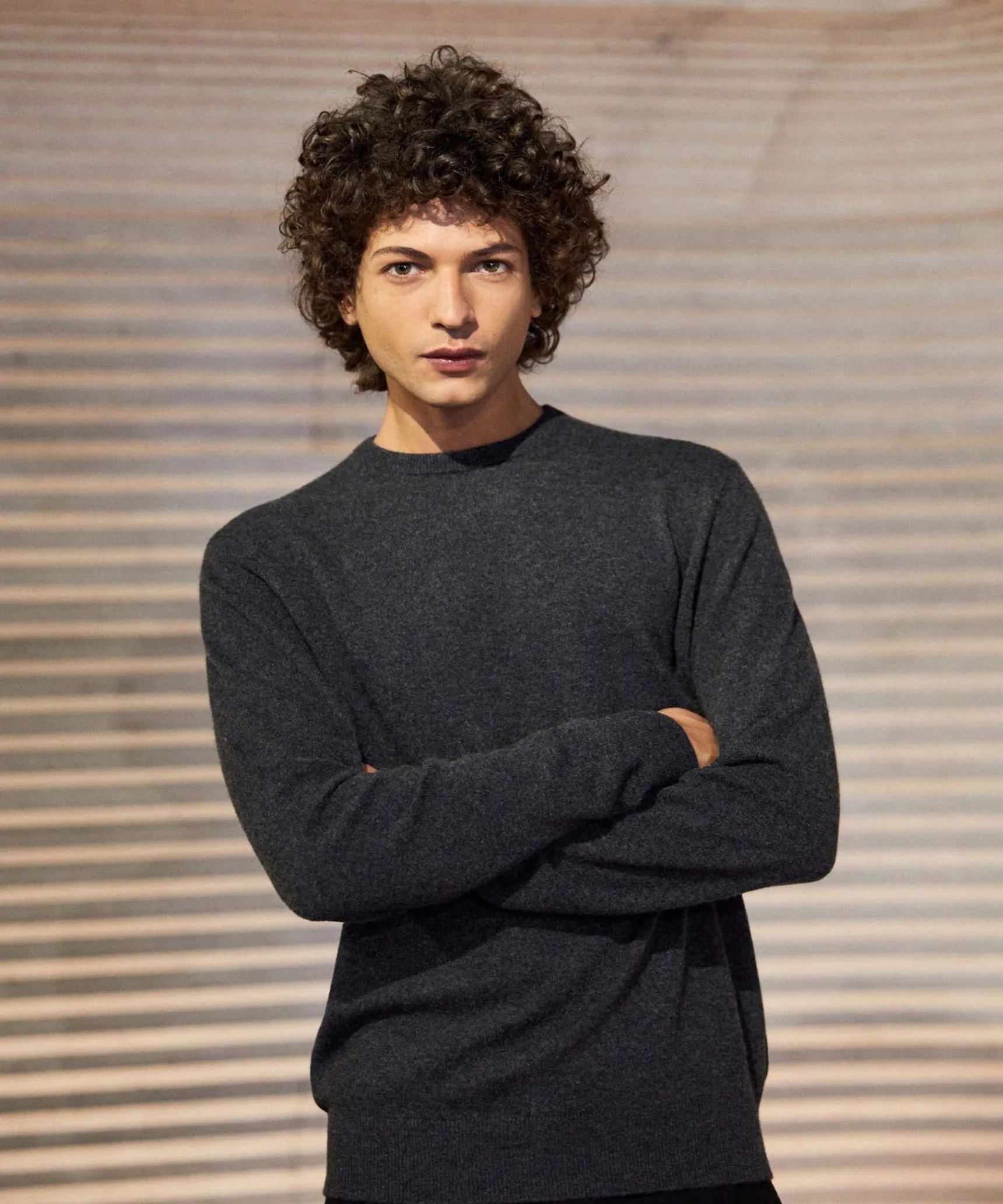 Outlet Rodier Pull homme col rond en cachemire 2 fils anthracite