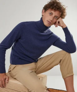 Online Rodier Pull homme col roulé en cachemire 2 fils denim