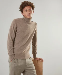 Sale Rodier Pull homme col roulé en cachemire 2 fils taupe