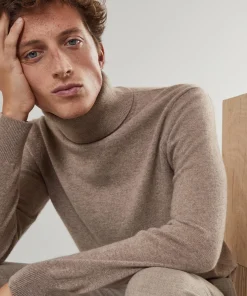 Sale Rodier Pull homme col roulé en cachemire 2 fils taupe