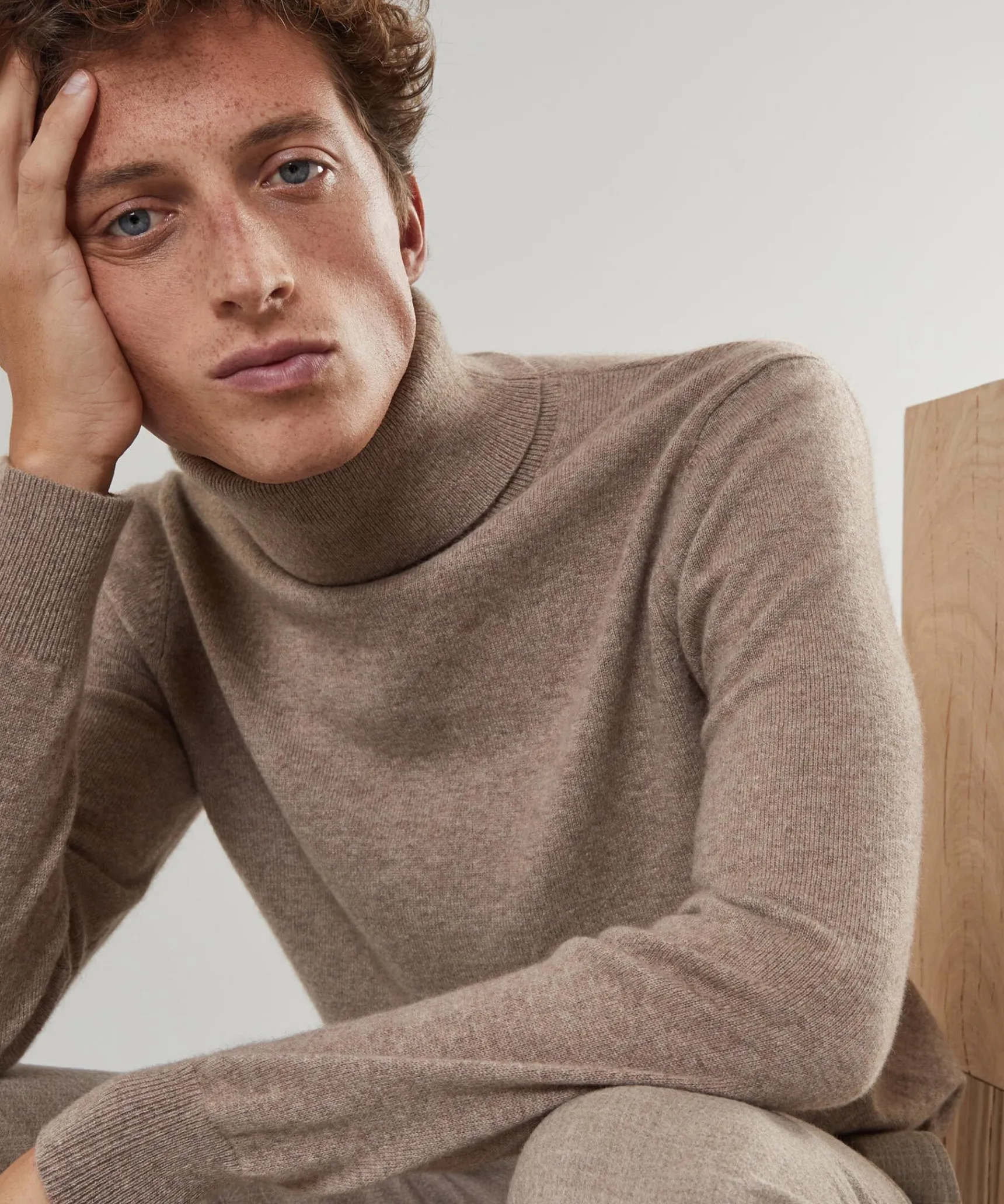 Sale Rodier Pull homme col roulé en cachemire 2 fils taupe
