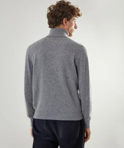Best Rodier Pull homme col roulé en cachemire 2 fils gris moyen