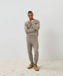 Hot Rodier Pull homme col V cachemire beige foncé