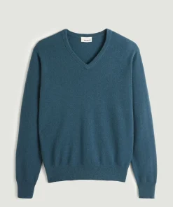 Outlet Rodier Pull homme col V cachemire bleu