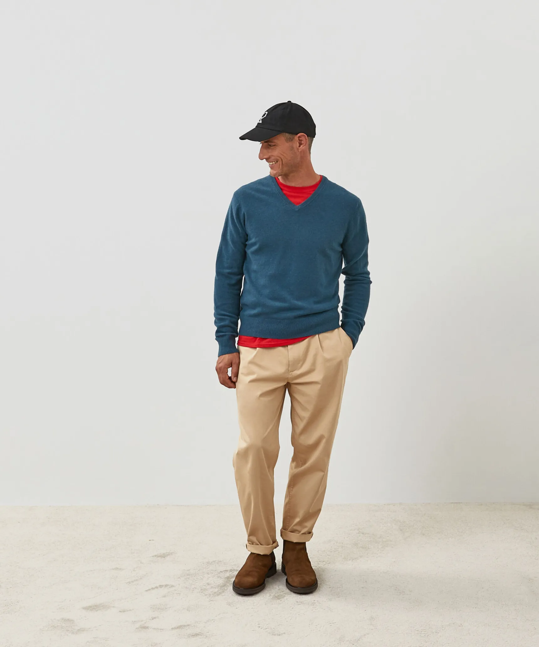 Outlet Rodier Pull homme col V cachemire bleu