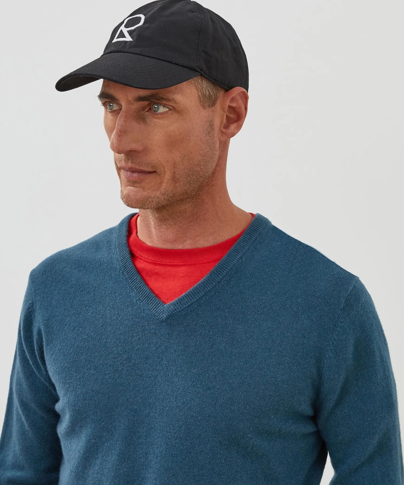 Outlet Rodier Pull homme col V cachemire bleu