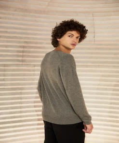 Rodier Pull homme col V en cachemire 2 fils taupe