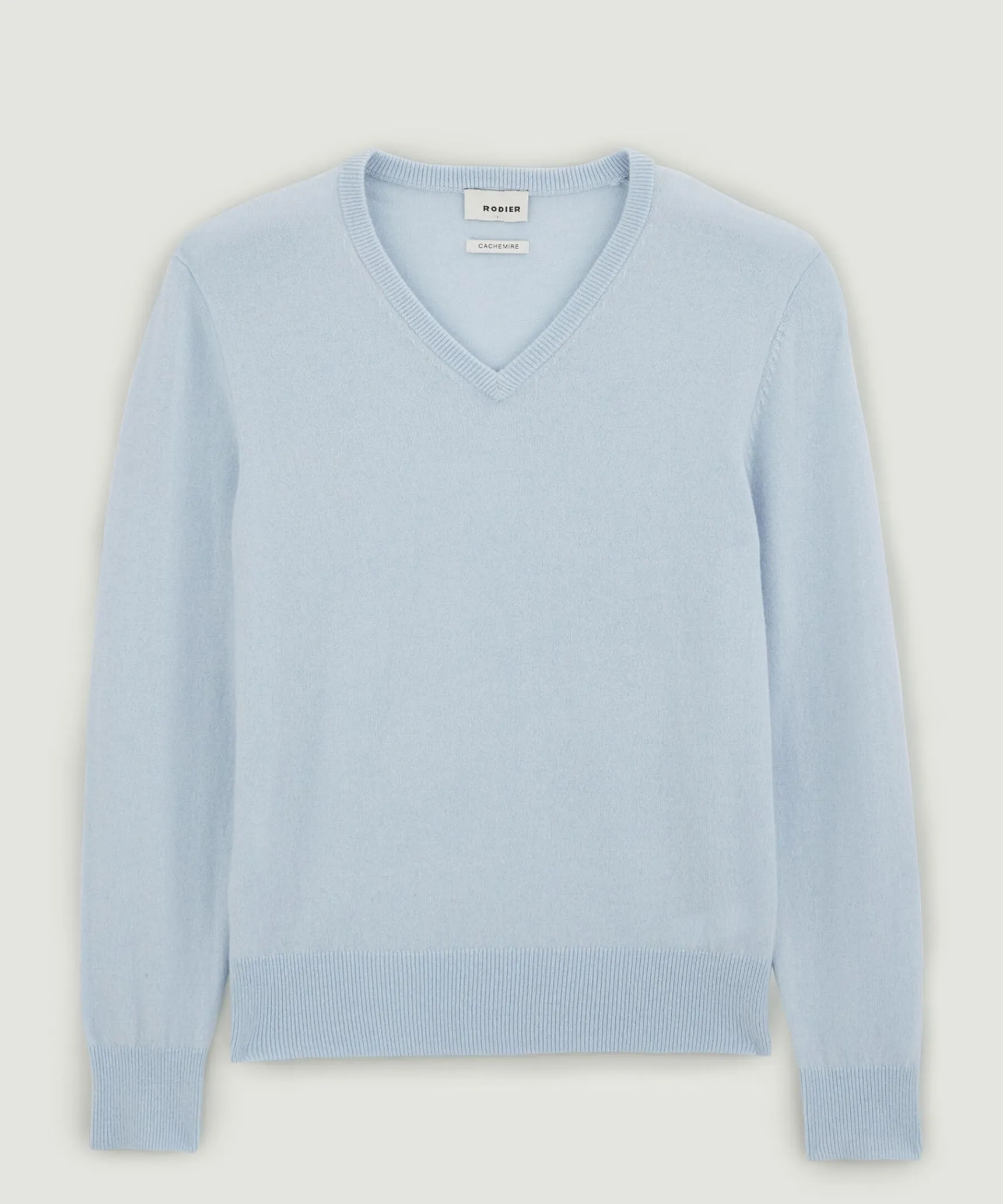Sale Rodier Pull homme col V en cachemire 2 fils bleu ciel