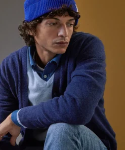 Sale Rodier Pull homme col V en cachemire 2 fils bleu ciel